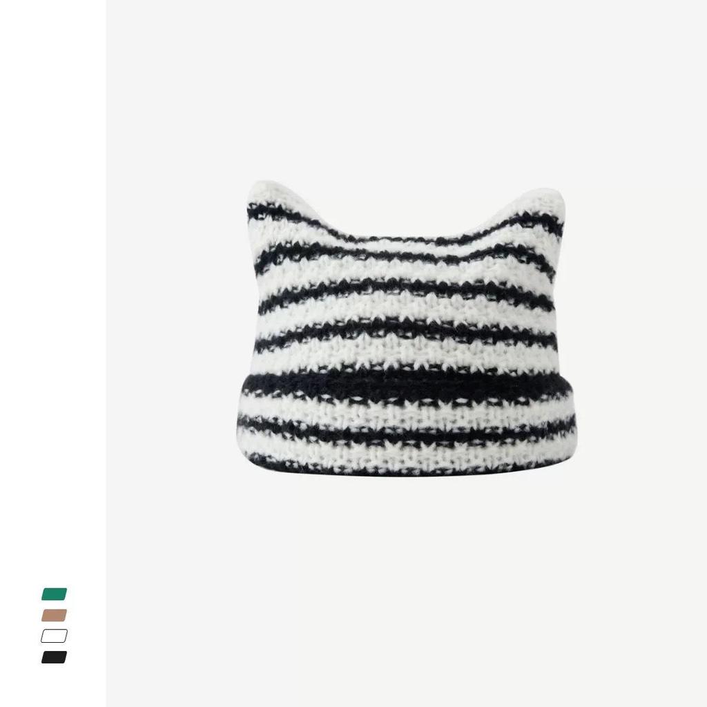 Japanese Style Cute Star Cat Wool Knit Hat - Warm & Versatile for Autumn/Winter