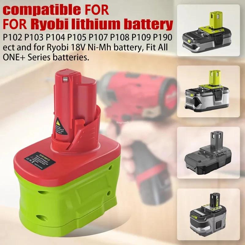 Battery Converter For Ryobi 18V Li-ion Battery Convert to For Milwaukee 12V Cordless Power Drill Tool 2471-21 2471-22 2590-20