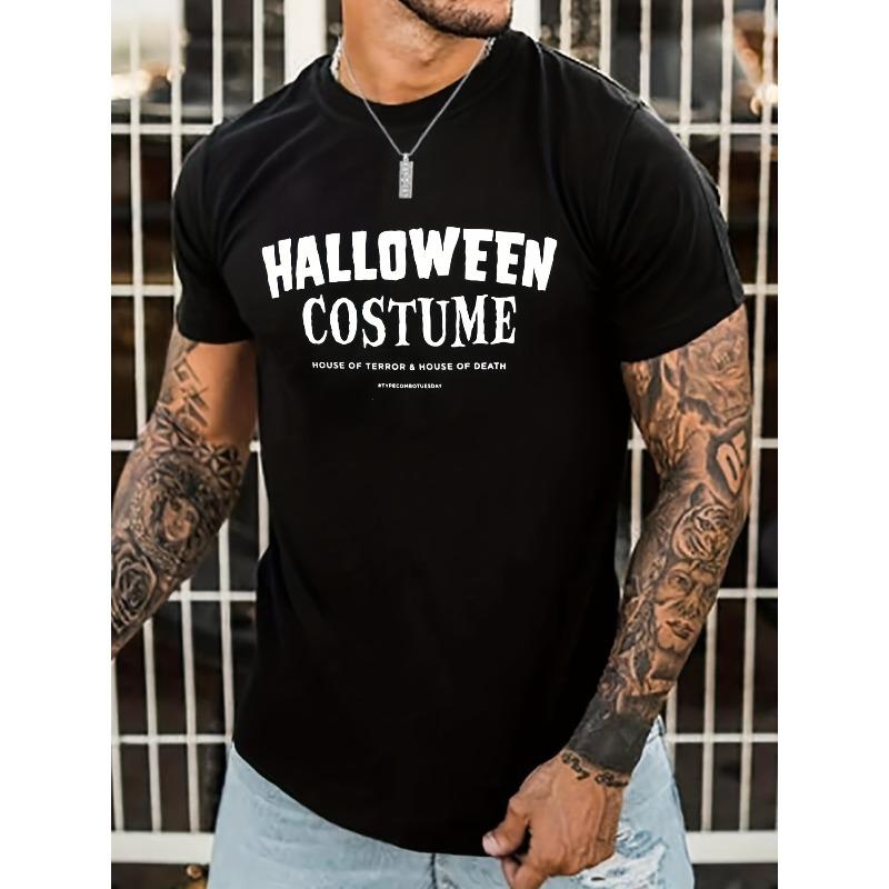 

European size Letter HALLOWEEN COSTUME Pattern Print Men s T-shirt, Graphic Tee Men s Summer Clothes, Men s Outfits 4XL чорний