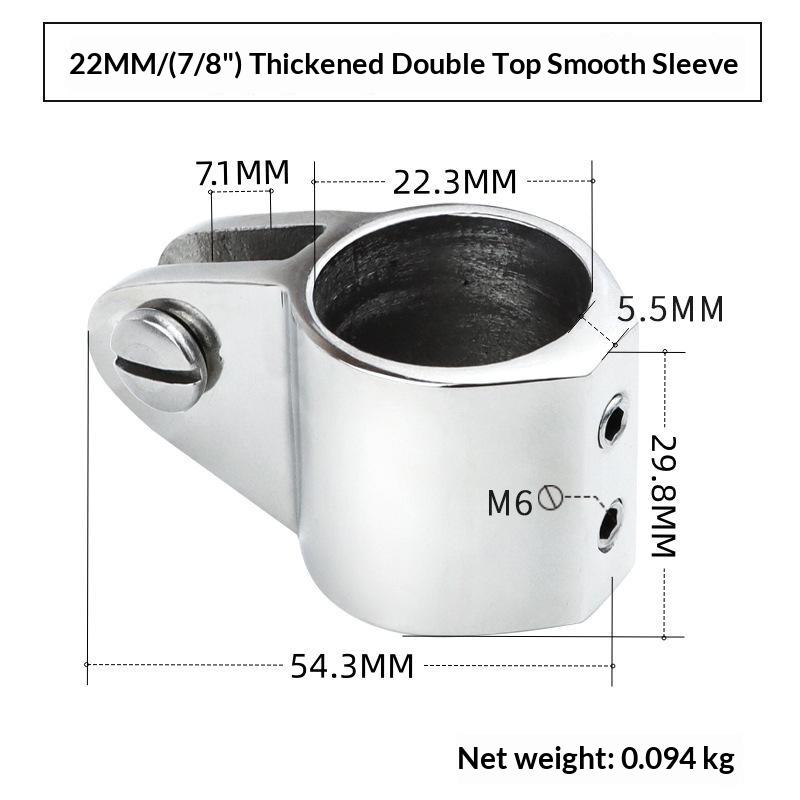 Stainless Steel 316 Double Screw 22Mm 25Mm Bimini Top Fitting Marine Slide Jaw Sleeve Pipe Eye