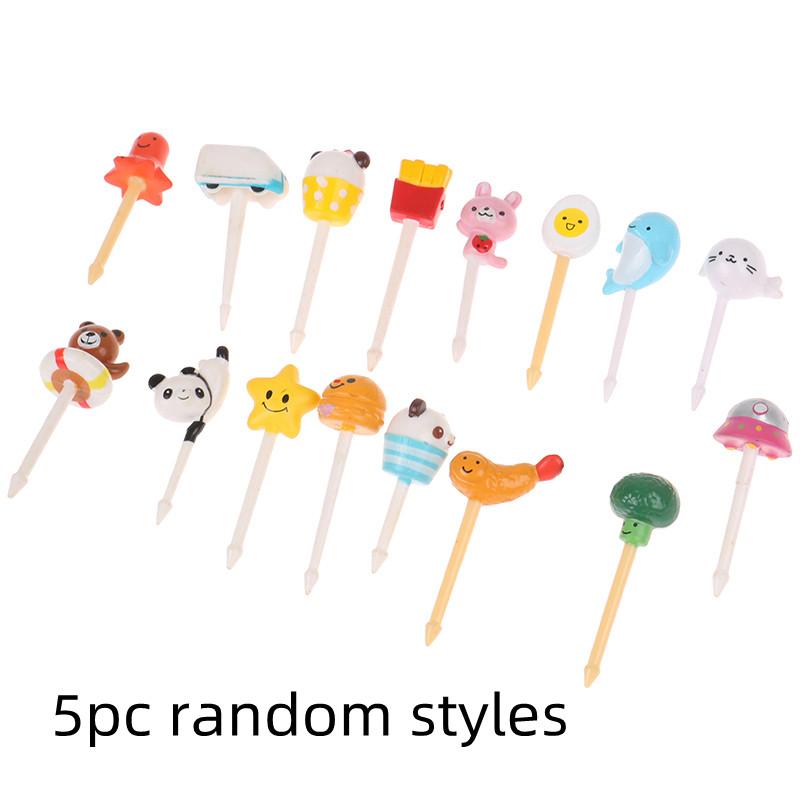 Merry Christmas Animal Fruit Fork Food Grade Plastic Mini Cartoon Kids Cake Fruit Toothpick Bento Lunch Bento Party Decoration
