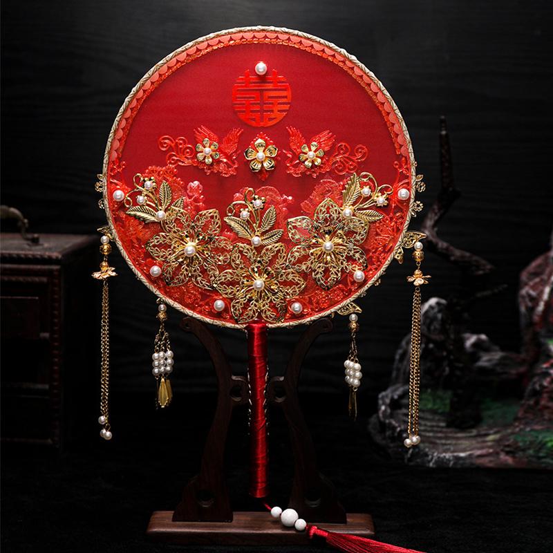 Ancient Style Home Decor Fans Vintage Chinese Wedding Decorative Fans Wedding Bride Hand Fan Photography Ornaments Art Craft