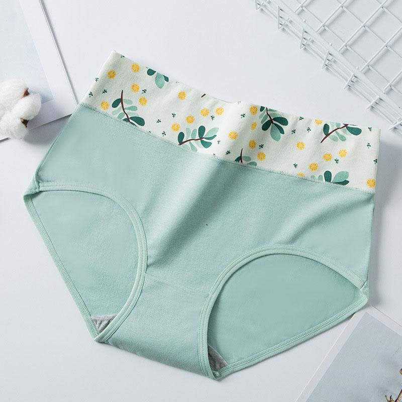 4Pcs Women's High-Waisted Panties Green Tie-Dye Panties Breathable Triangle Underwear Comfortable Soft Fabric Underwear