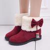 Winter Solid Color Square Heel Fashionable Warm Comfortable Snow Boots Elegant Bow Decoration New Casual Short Boots Botas Mujer