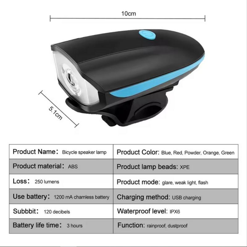 USB Rechargeable Bicycle Light Bike Front Light Waterproof Night Riding Bicycle Headlight With Horn