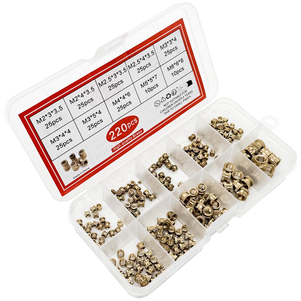 111PCS/1 SetM1 M1.1 M1 M1 M1 M6 Brass Heat Insert Nut Hot Melt Nutinsert Thread Knurled Double Twill Embedment Nuts