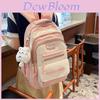 Kmgdmbg Letter Print Nylon School Backpack With Color Block Design And Air Cushion Straps For Students And Travelers