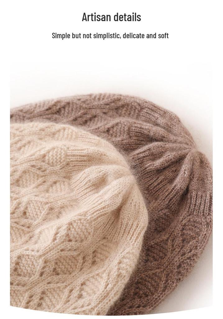 Women's High-End Cashmere Cable Knit Thick Warm Hat - 2025 Spring Collection
