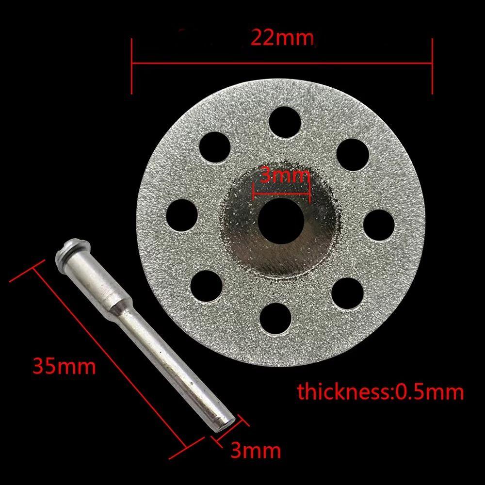 12Pcs 3mm Aperture Diamond Cutting Disc with Mandrel Grinding Wheel  Electric Grinder Parts