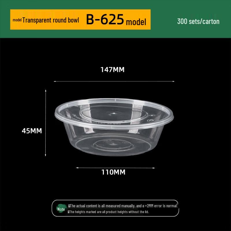 Disposable Transparent Plastic Round Food Containers with Lids