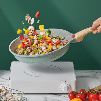 Induction Fry Pan Skillet Maifan Stone Non-stick Egg Roll Pan Frying Pan With Wood Handle Omelette
