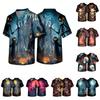 Herren Halloween Print V-Ausschnitt Tasche Kasack Kurzarm Medizinische Uniformhemd für medizinisches Fachpersonal