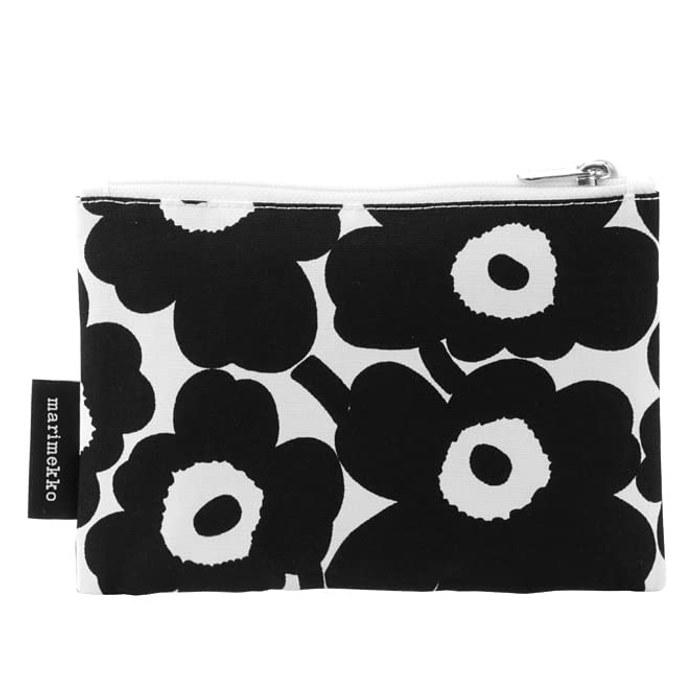 [Marimekko] Unikko Pouch Black White 71296 190 [Parallel Import] Black White 21x14cm