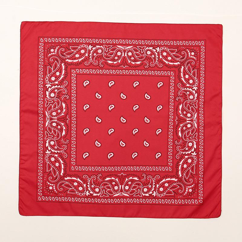 Unisex Artistic Silk Scarf: Cashew Amoeba Flower Print, 54x54 Square for Street Dance & Decoration. 54x54 cm ярко-красный