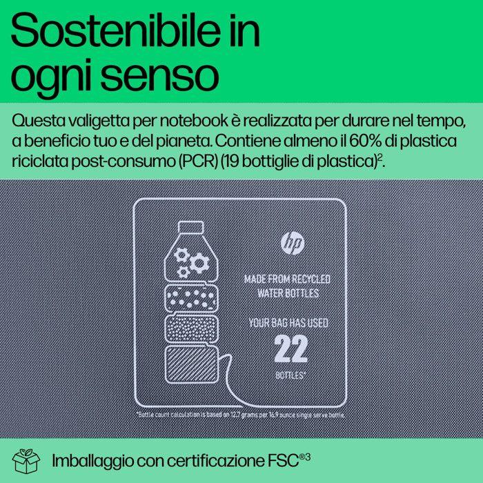 HP Valigetta Notebook 16.1" Poliestere Grigio Resistente all'Acqua con Tracolla