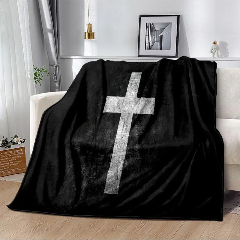Hellige Bibel Kors Jesus Be Mykt Plysjteppe, Flanellteppe Kasteteppe for Stue Soverom Seng Sofa Piknikdeksel Barn