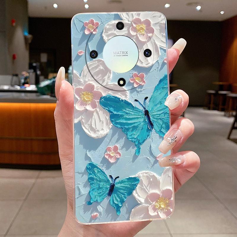 For Honor X50 5G Case Luxury Flower Painted Cover Clear Soft Silicone Phone Case For Honor X 40 50 X40 X50 5G Back Covers Bumper