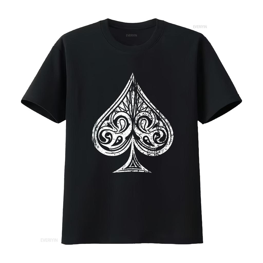 Womens Ace Of Spades T Shirt Black 2XL vintage Washed Versatile graphic Breathable Top For Everyday Wear Soft Stretched