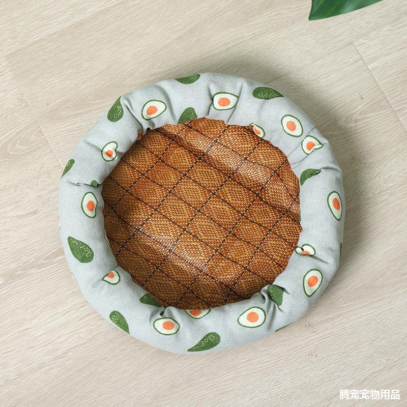 

Летний коврик гнездо для питомца круглое гнездо тарталетка гнездо коврик гнездо дышащее открытое кошачье гнездо подходит для четырех сезонов для маленьких будок Color random