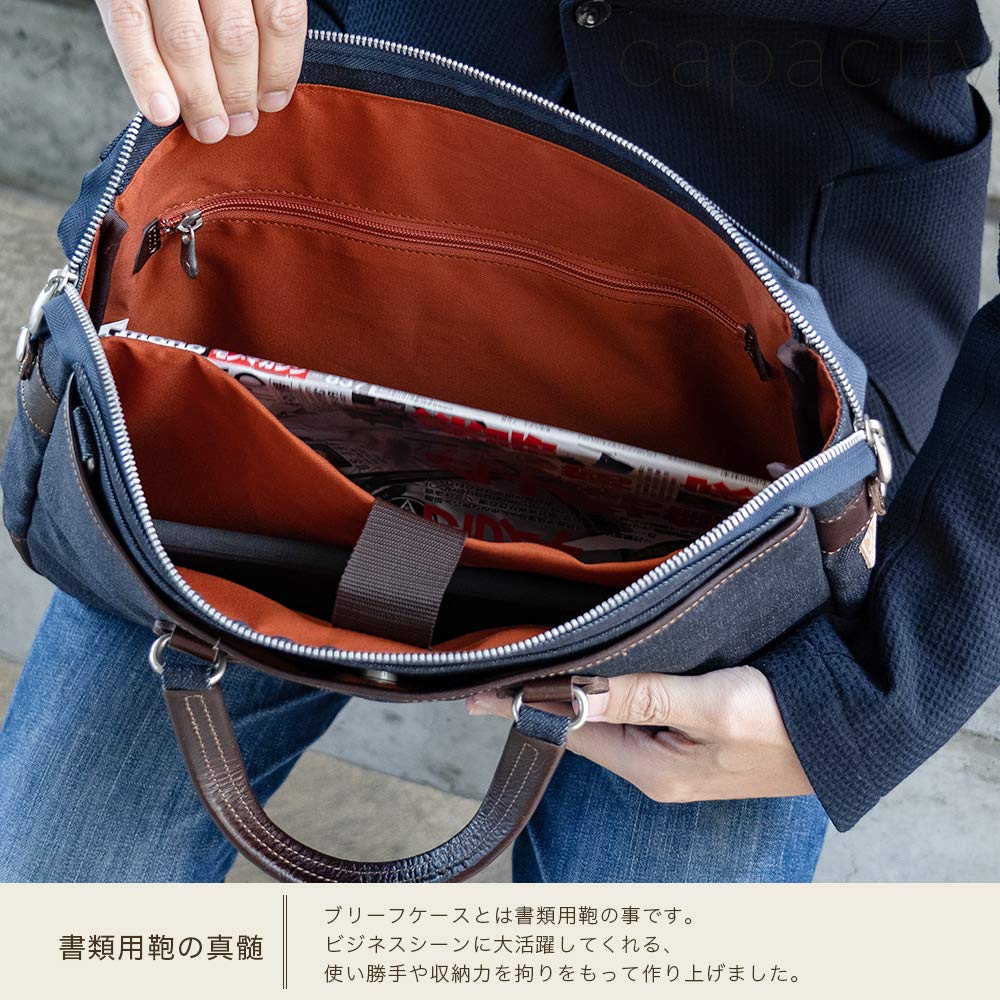 Creare Kiki Men's Lightweight A4 Size Tote Bag, Made in Japan with Okayama Denim, Briefcase with Multiple Pockets, Toyooka Bag, Perfect Birthday Gift