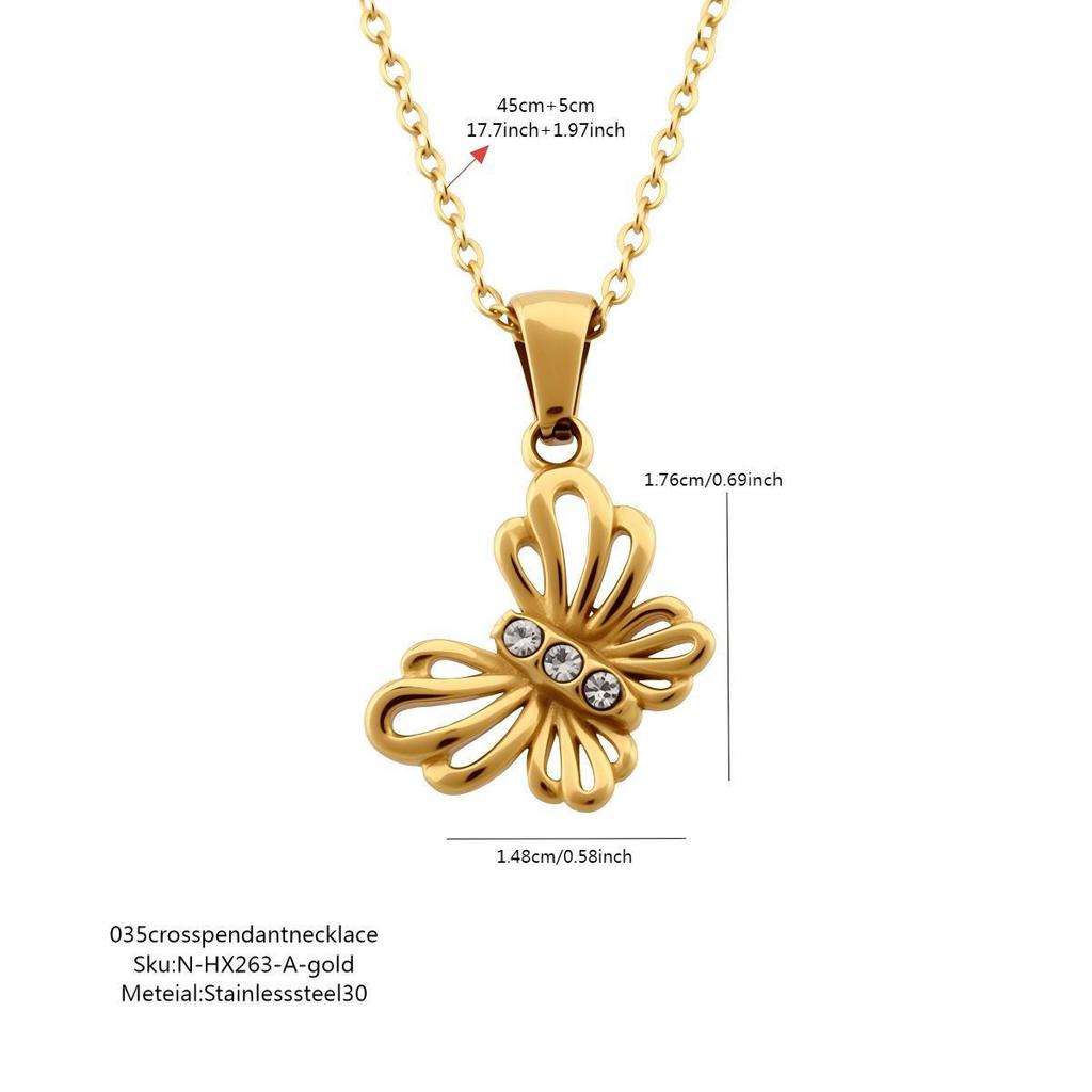 Luochen Bowknot Zircon Pendant Necklace - Korean Style Luxury Clavicle Chain