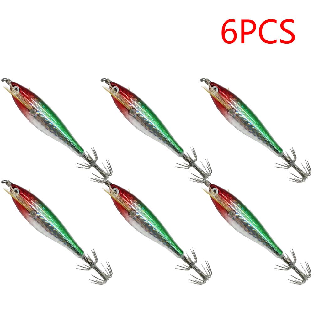 1-10PCS Fishing Lure Luminous Squid Jig Hook 7.5CM 5.5g Artificial Fake Octopus Lures Wood Shrimp Cuttlefish Hard Bait Sea Jigs