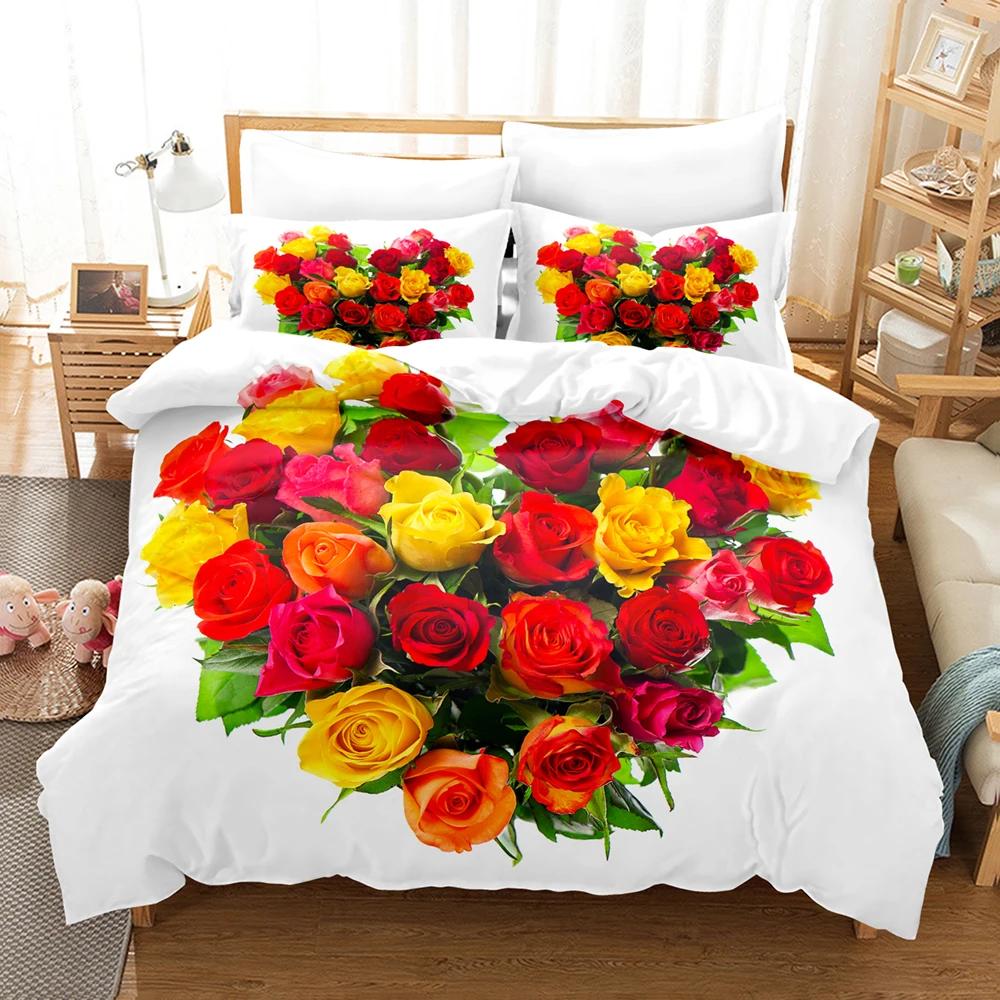 Kiss Me Valentine's Day Duvet Cover Sets For Couple Print Red Pink Heart Beddings Set Free Shipping Single/double Bed Cover Set