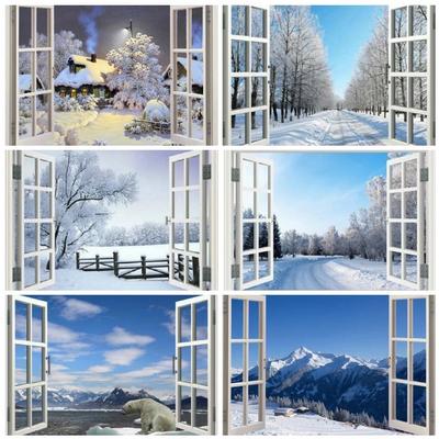 Diamond Embroidery Window Rhinestone Kit 5D DIY Diamond Painting Landscape Mosaic Winter Handicraft Home Decoration