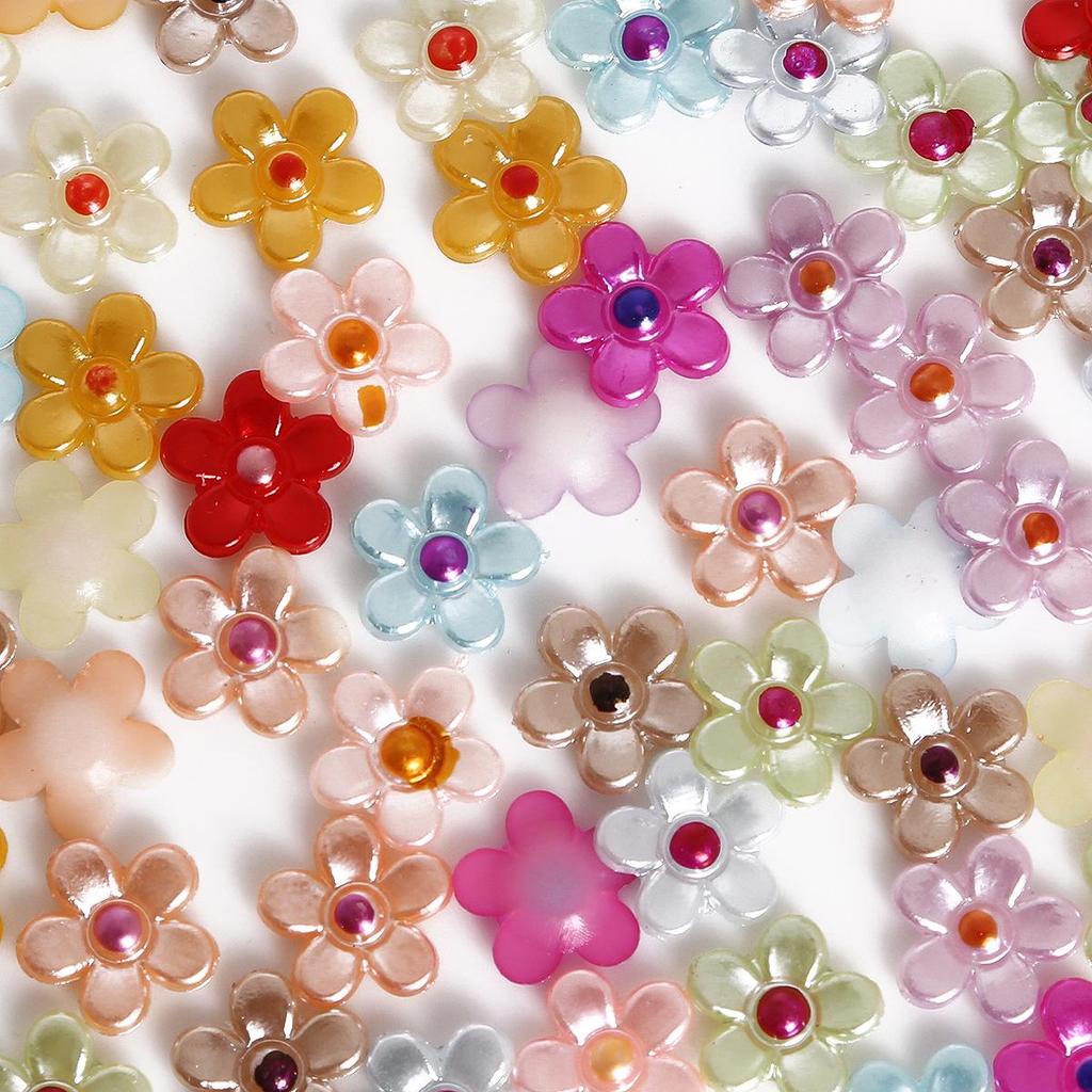 Colorful Star Flower Bow ABS Pearl Beaded DIY Nail Art & Phone Case Accessories