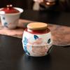 Creative Ceramic Peony Tea Canister Small Portable Candy Nuts Coffee Bean and Herb Storage Jar Moisture-Proof Sealed Container