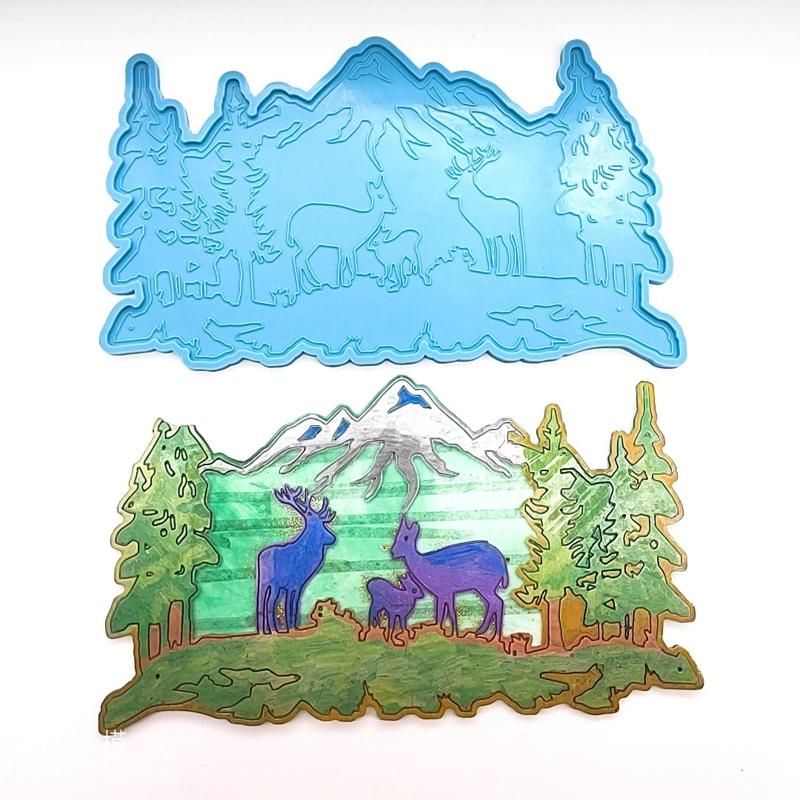 Wall Decor Resin Molds Large Forest Animal Silicone Mold for Epoxy Resin Casting DIY Craft Home Office Table Decoration
