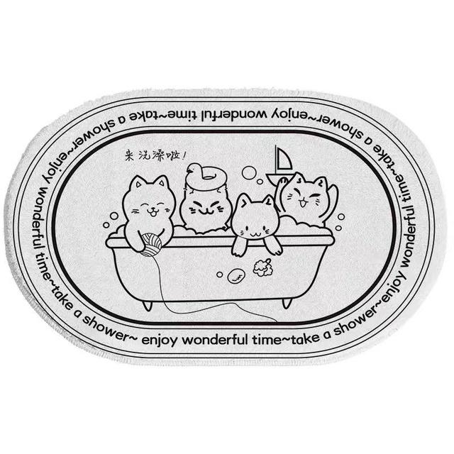 

Коврик для ванной, нескользящий коврик с милым котом, впитывающие ковры, входные коврики, коврики для балкона, крыльца, коврик для гостиной, ванной комнаты, напольный коврик L60xW40cm