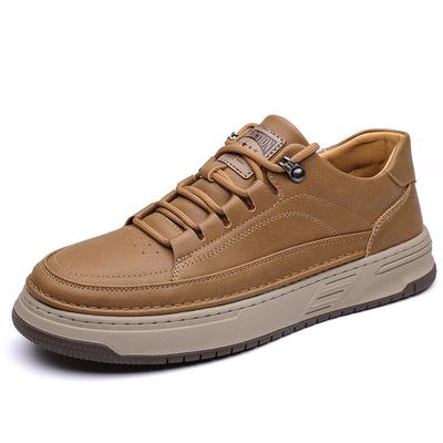 Baskets décontractées à plateforme pour hommes, chaussures de sport à semelles souples en cuir de vache, tendance, automne