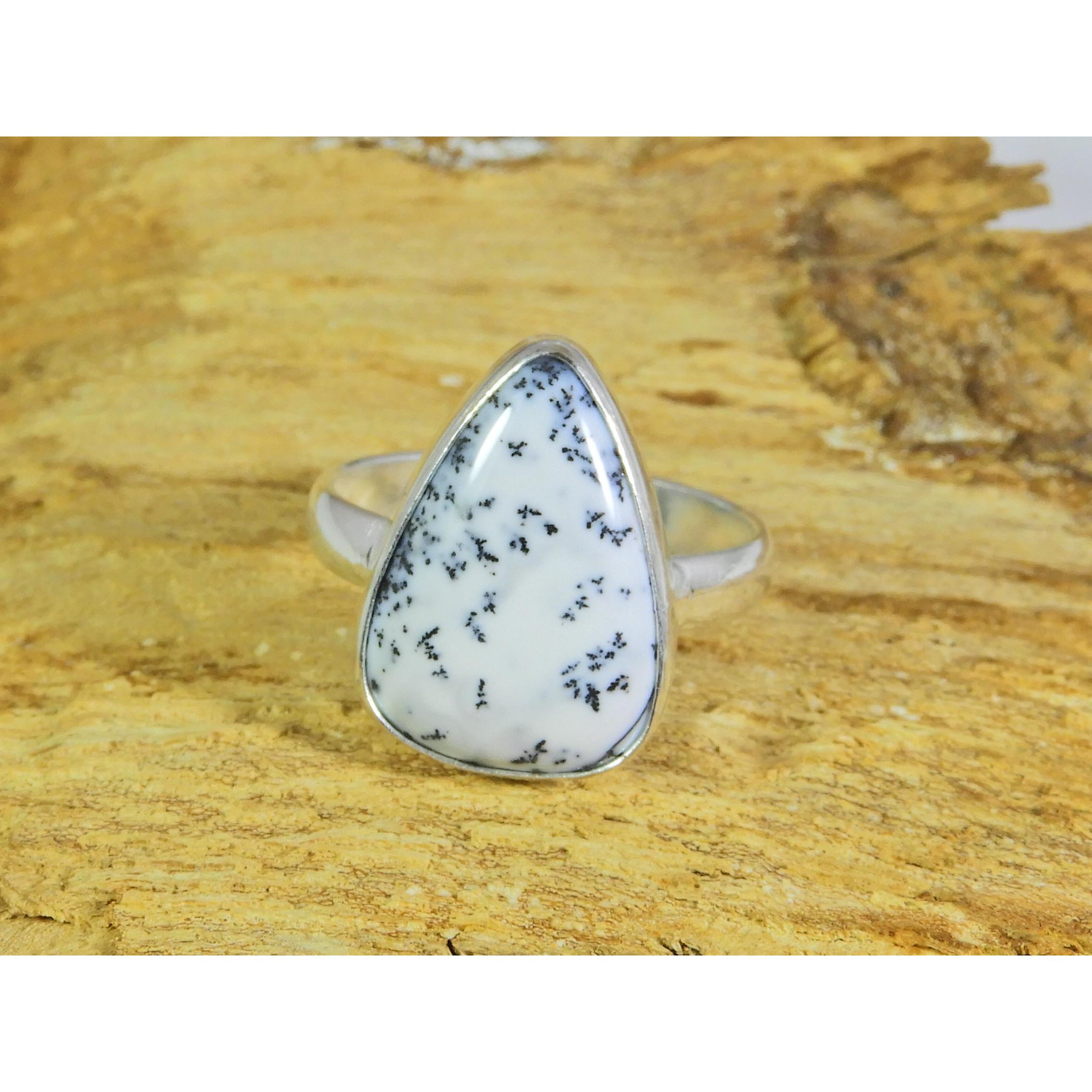 

Natural Dendrite Opal Gemstone 925 Solid Sterling Silver Ring Size US-8 PG-86