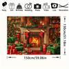 1Pcs Christmas Fireplace Gift Stocking Polyester Decoration Background Winter Backdrop Decorations For Photo Studio Photo Booth