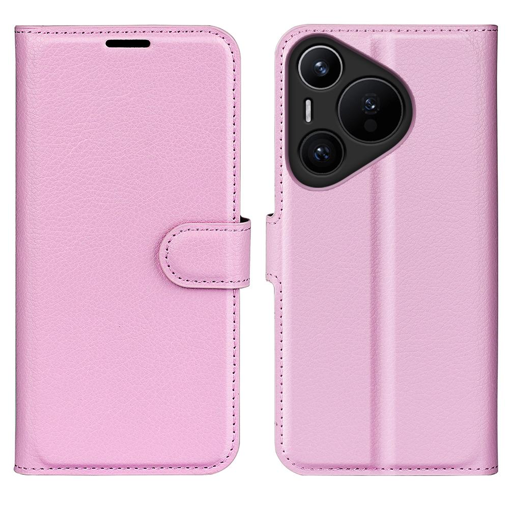 For Huawei Pura 70 Wallet Case with Card Holder Litchi Texture Leather Phone Cover