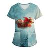 Women's Printing Uniform Work Uniform V-neck Pockets Basic Short Sleeve Pullover Top