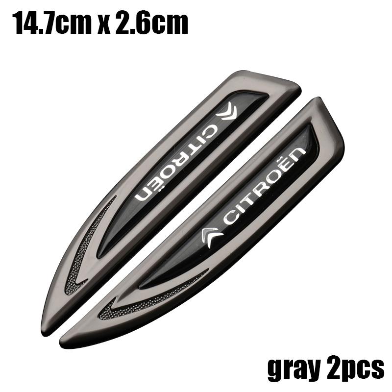 2pcs/1pair New Citroen 3D Logo Metal Car Fender Side Car Door Emblem Car Window Sticker Styling Accessories
