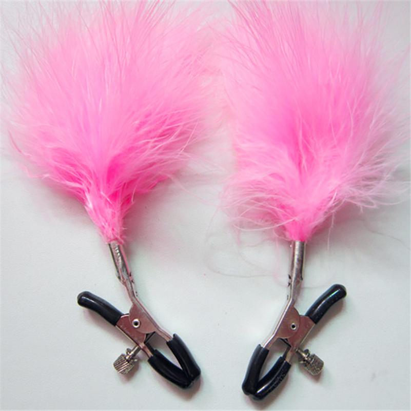 fancy Feather Nipple Clamps Tickle tease sensitive nipples with adjustable clamps cosplay game sex toys for couples