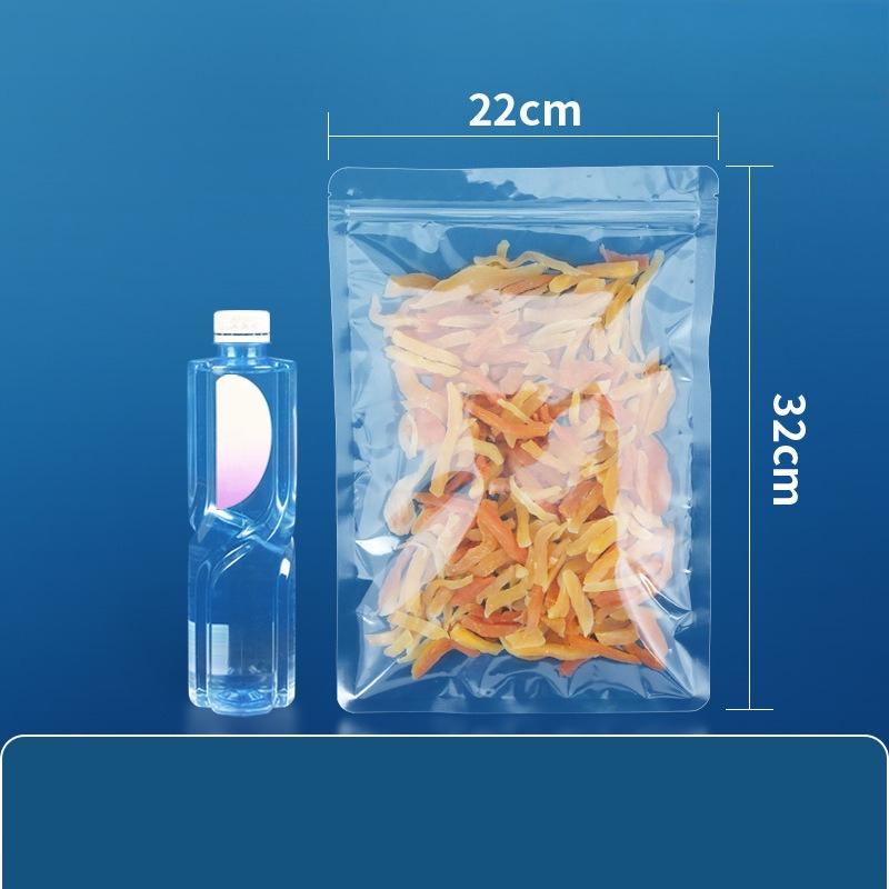 Double Layered 0.14mm Flat Bottom Seal Pocket Transparent Plastic Sealed Bag Suitable for Vegetable Dried Fruit Tea Leisure Fruit Packaging Storage