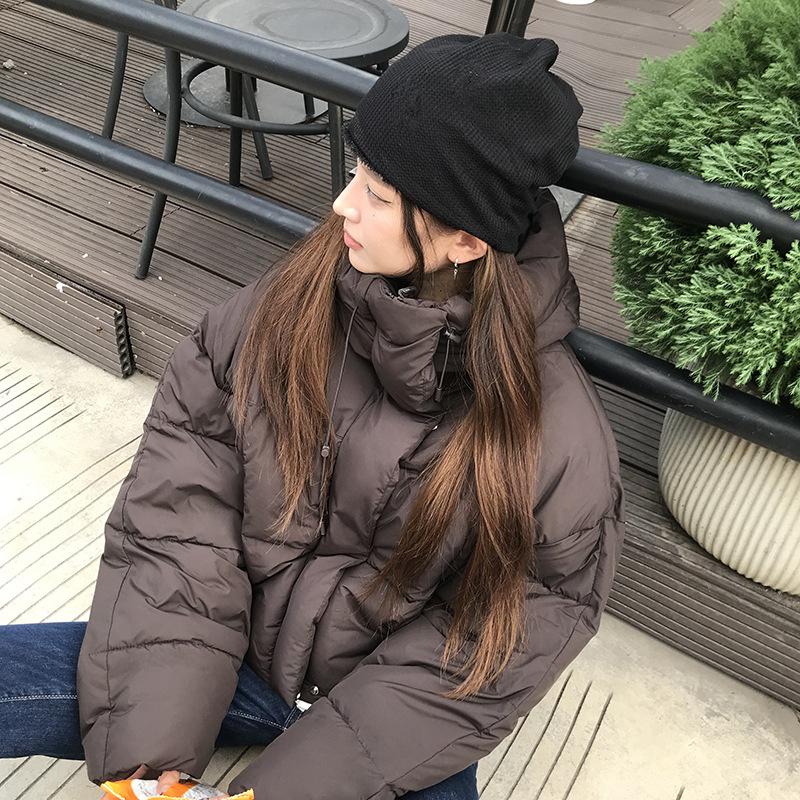 Short Down Cotton Clothes Women's Winter New Fluffy Bread Clothes Fashion Short Coffee Hooded Jacket