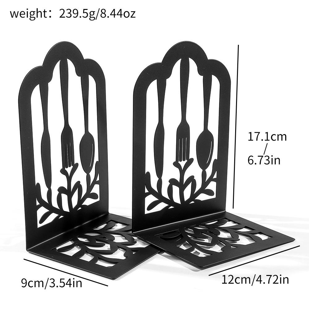 Retro Simple Cutlery Graphics Book Stand - Hollowed-out Bookshelf for Students