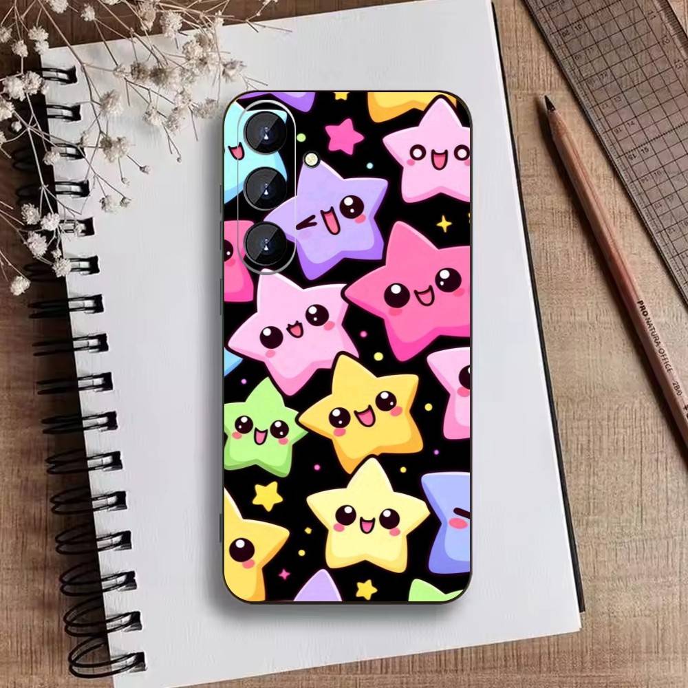 Coque de téléphone mignonne Y2K Fraises Étoiles pour Samsung Galaxy A73, A72, A71, A70, A52, A51 Autres Housse Noire Souple