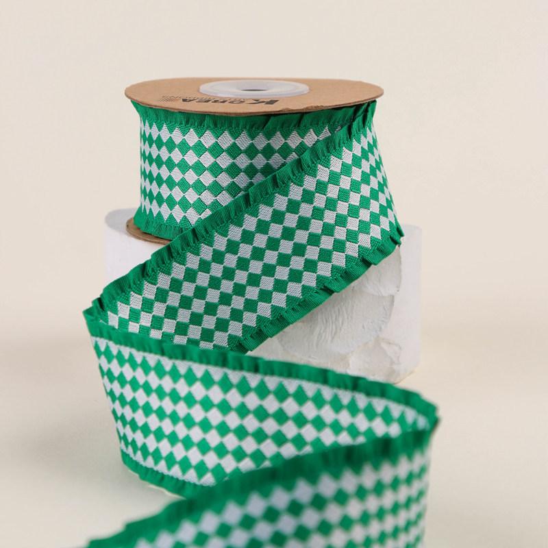 High Quality Black Border Stereo Double-Color Checked Fabric Ribbon Luxury Bow Hair Accessories and Gift Wrapping DIY Ribbon