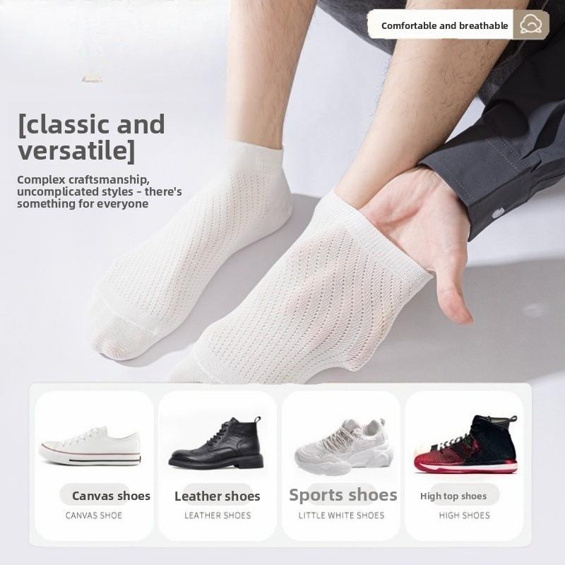 Cotton Socks - Men's Summer Lightweight Short Socks - Pure Cotton, Breathable, and Sweat-absorbent Boat-shaped Socks