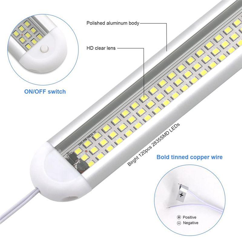 NEW-LED Strip Lights 120Leds 12W With ON/Off Switch For Truck Van RV Trailer Boat Car, 4Pack