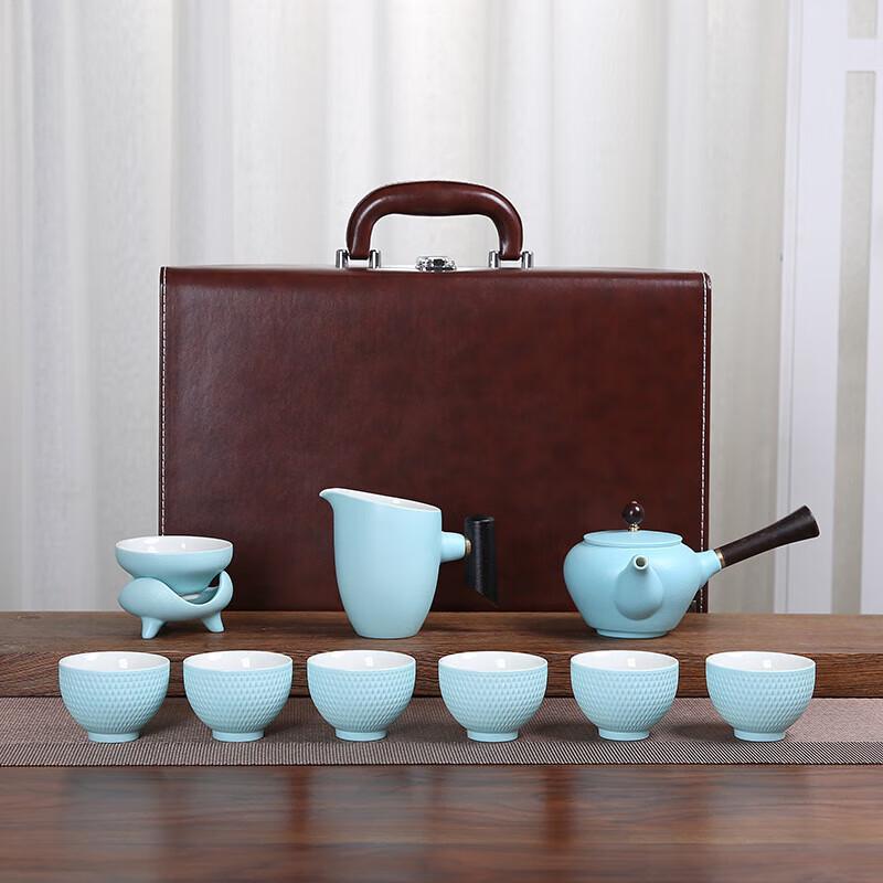 Chaxun Chinese Black Pottery Stone Glaze 10-Piece Tea Set