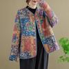 Women Oversized Vintage Floral Jacket Coat Casual Loose Outerwear Cotton Padded Spring Autumn Winter