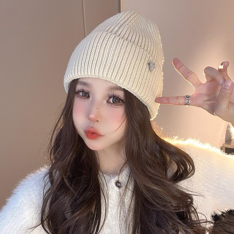 Hats for Women In Autumn and Winter Big Head Circumference Warm Knitted Hat Korean Style Versatile Ear Protection Cold Hat Couple Love Wool Hat