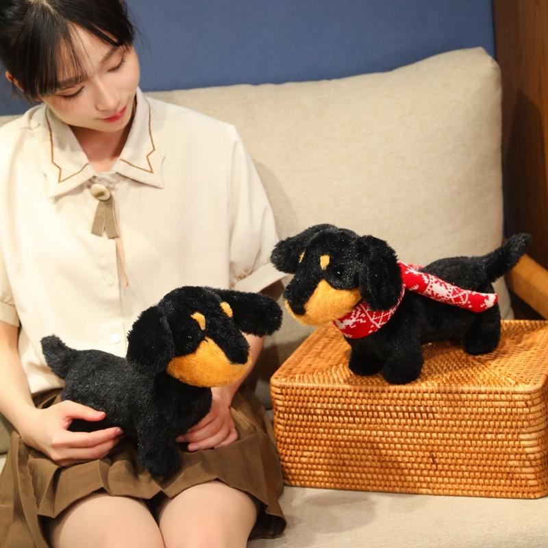 Scarf Plush Dachshund Toy Cute Animal Cartoon Doll Kids Birthday Decoration Gift